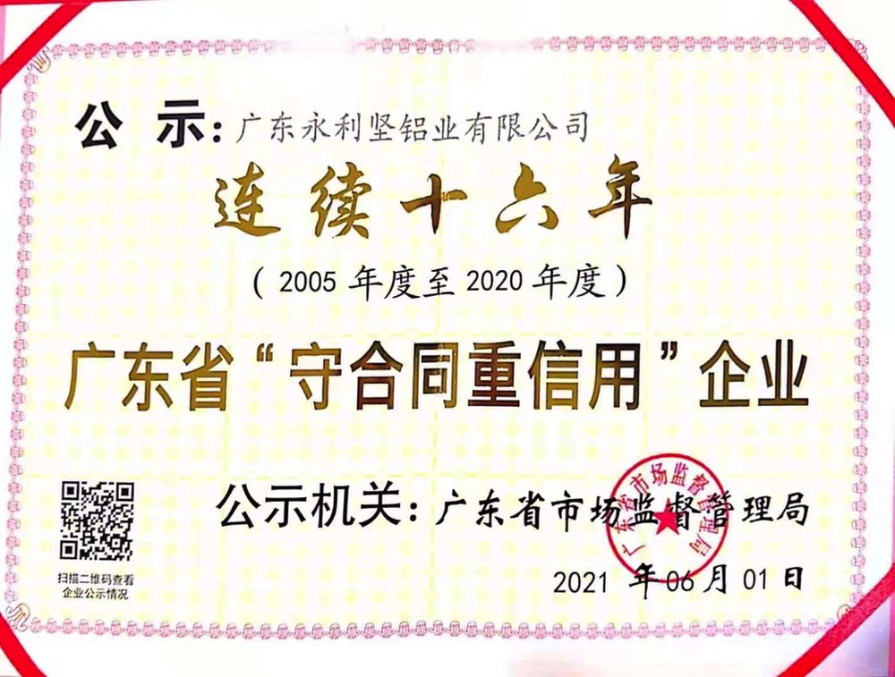 2021 (Contract-abiding and Trustworthy Enterprise for 16 Consecutive Years)